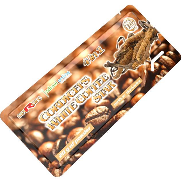 CORDYCEPS WHITE COFFEE STAR, 4 in 1 - Káva Arabica s obsahom huby Cordyceps, Starlife 20 g