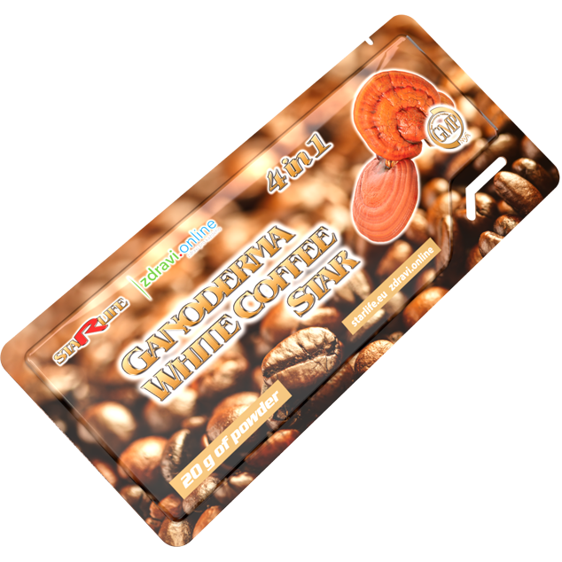 GANODERMA WHITE COFFEE STAR, 4 in 1 - Káva Arabica s obsahom huby Ganoderma, Starlife 20 g