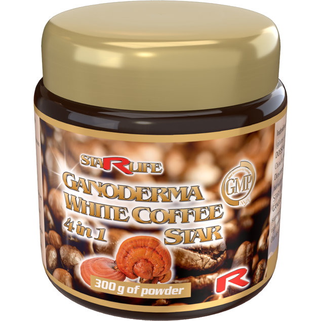 GANODERMA WHITE COFFEE STAR, 4 in 1 - Káva Arabica s obsahom huby Ganoderma, Starlife 300 g