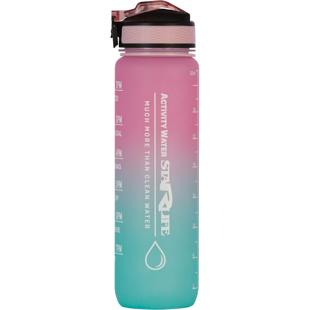 TRITAN BOTTLE STAR, PINK-GREEN - Odolná športová fľaša z Tritanu, silikónu a PP, Starlife  1 l