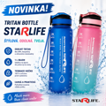 TRITAN BOTTLE STAR, PINK-GREEN - Odolná športová fľaša z Tritanu, silikónu a PP, Starlife  1 l