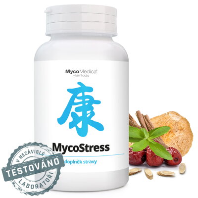 MycoStress  -  pre zníženie pocitu stresu, úzkosti a pri pocite preplnenej hlavy, MycoMedica  180 tabliet