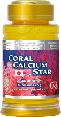 CORAL CALCIUM STAR - s obsahom vápnika vo forme organického koralu s vysokou vstrebateľnosťou pre zdravé kosti a zuby, Starlife  60 kaps