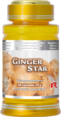 GINGER STAR  -  zázvor pre lepšie trávenie a proti nevoľnosti, Starlife  60 kaps
