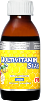 MULTIVITAMIN STAR – sirup s príjemnou chuťou obsahujúci vitamíny a minerálne látky pre imunitu, vitalitu a zdravý život,  Starlife 120 ml