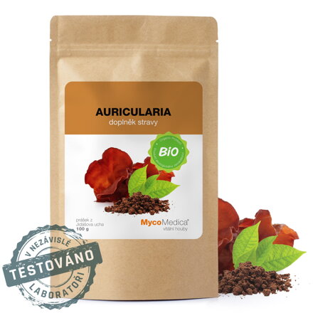 AURICULARIA BIO (prášok), MycoMedica  100 g- dostupný 1 kus