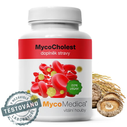 MycoCholest - pomáha udržať správnu hladinu cholesterolu v tele a podporuje kardiovaskulárny systém, MycoMedica 120 kapsúl - dostupné 2 kusy