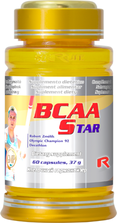 BCAA STAR - pre ochranu svalov pred poškodením pri fyzickej záťaži a pre regeneráciu svalov, Starlife  60 kaps