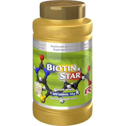 BIOTIN STAR - pre podporu nervovej sústavy, psychiky, vlasov, slizníc a pokožky, Starlife  120 tabl