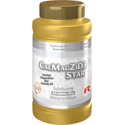 CalMagZiD3 STAR - pre zdravý stav kostí, vlasov a nechtov a na zníženie miery únavy a vyčerpania, Starlife  60 tabl