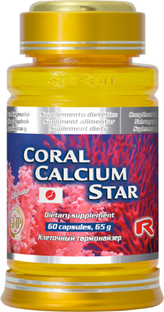 CORAL CALCIUM STAR - s obsahom vápnika vo forme organického koralu s vysokou vstrebateľnosťou pre zdravé kosti a zuby, Starlife  60 kaps