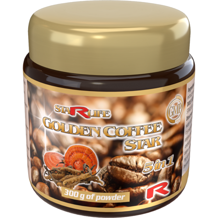 GOLDEN COFFEE STAR - Káva Arabica s obsahom huby Cordyceps a Ganoderma, Starlife 300 g
