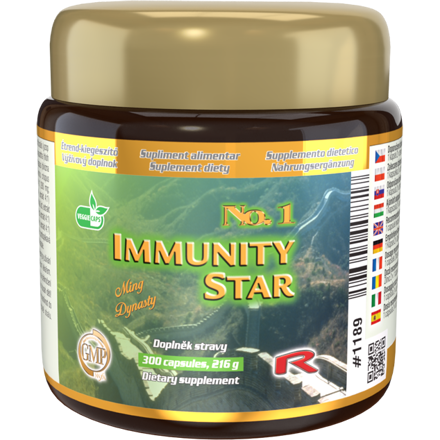 IMMUNITY STAR - pre zlepšenie činnosti imunitného a lymfatického systému, pri chrípke a viróze, Starlife  300 kaps