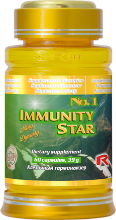 IMMUNITY STAR - pre zlepšenie činnosti imunitného a lymfatického systému, pri chrípke a viróze, Starlife  60 kaps