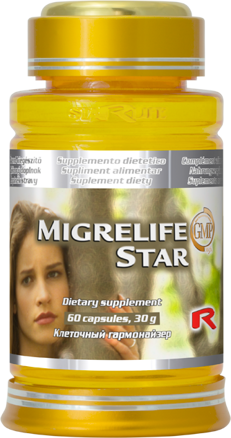 MIGRELIFE STAR - proti bolestiam hlavy a migréne, Starlife  60 kaps
