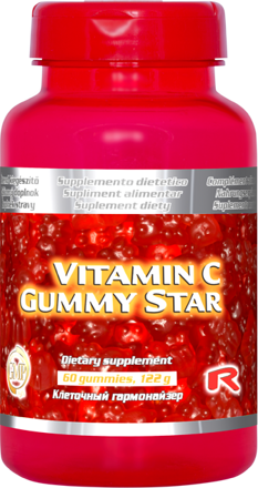 VITAMIN C GUMMY STAR - gumové cukríky s obsahom vitamínu C pre zvýšenie obranyschopnosti organizmu, Starlife 60 kaps