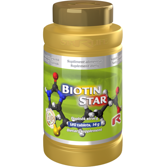 BIOTIN STAR - pre podporu nervovej sústavy, psychiky, vlasov, slizníc a pokožky, Starlife 120 tabl BIOTIN STAR - pre podporu nervovej sústavy, psychiky, vlasov, slizníc a pokožky, Starlife 120 tabl