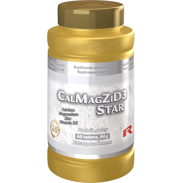 CalMagZiD3 STAR - pre zdravý stav kostí, vlasov a nechtov a na zníženie miery únavy a vyčerpania, Starlife  60 tabl