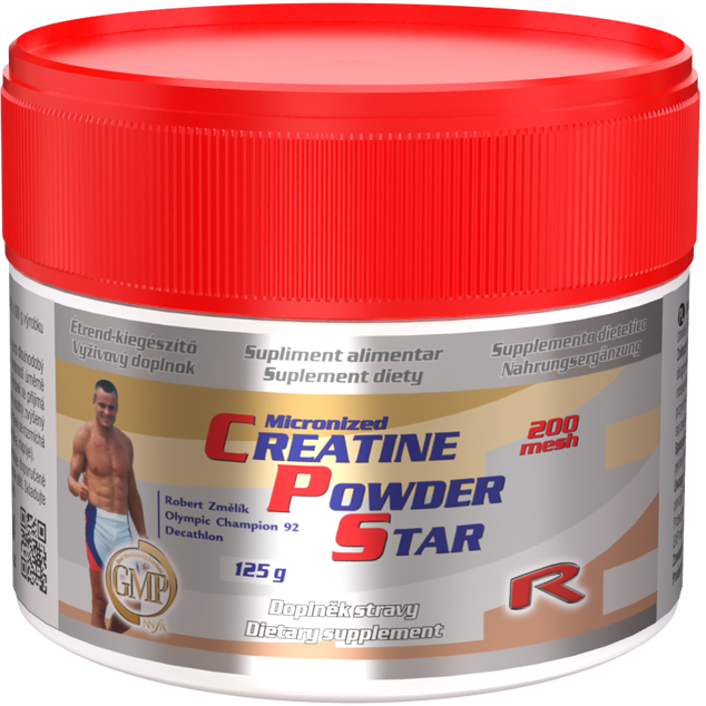 CREATINE POWDER STAR - 100 % mikronizovaný kreatín monohydrát pre podporu sily, výkonu a regenerácie, Starlife  125 g