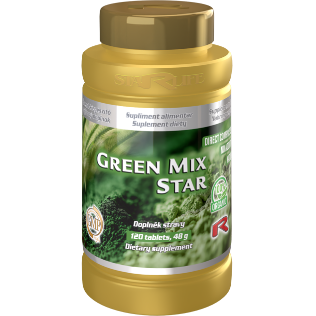 GREEN MIX STAR - pre podporu prirodzenej detoxikácie organizmu a imunitného systému, Starlife  120 tabl