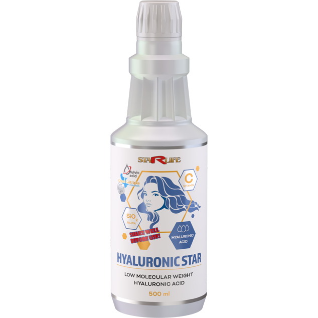 HYALURONIC STAR  -  kyselina hyalurónová pre dokonalú starostlivosť o pleť, pokožku, zdravé kĺby a väzy, Starlife  500 ml