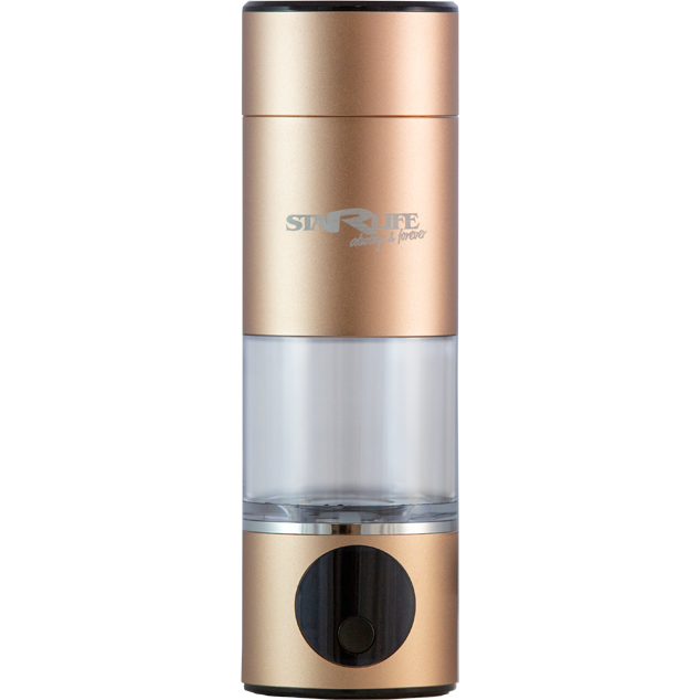 HYDROGEN 6 STAR, GOLD - fľaša na výrobu funkčného vodíkového nápoja, ktorý podporuje regeneráciu, energiu a celkový výkon, Starlife  230 ml