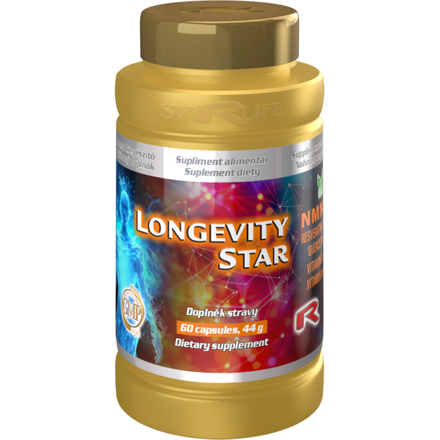 LONGEVITY STAR – na podporu spomalenia prejavov starnutia, regenerácie a odolnosti organizmu a zlepšenia činnosti nervového systému, Starlife  60 kaps