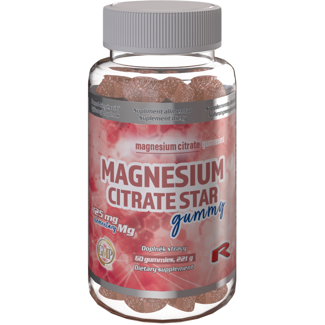 MAGNESIUM CITRATE STAR gummy – želatínové tablety pre správnu činnosť svalov, nervovej sústavy a zníženie únavy, Starlife 60 kaps