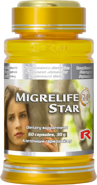 MIGRELIFE STAR - proti bolestiam hlavy a migréne, Starlife  60 kaps