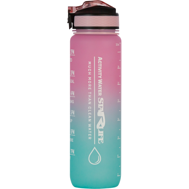TRITAN BOTTLE STAR, PINK-GREEN - Odolná športová fľaša z Tritanu, silikónu a PP, Starlife  1 l