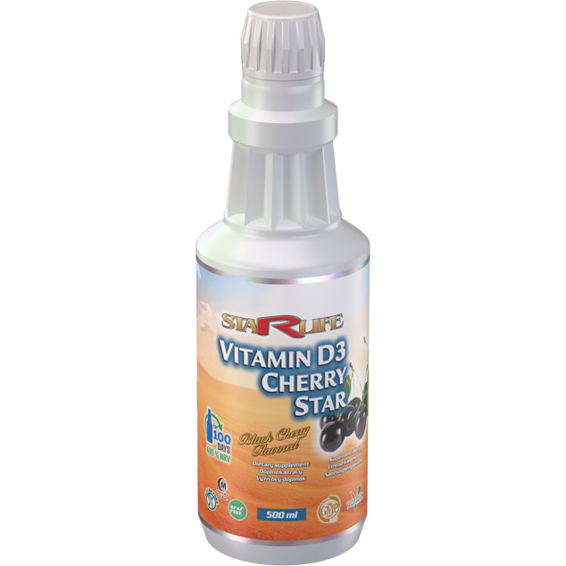 VITAMIN D3 CHERRY STAR  -  pre zvýšenie obranyschopnosti organizmu a udržanie normálneho stavu kostí a svalov, Starlife  500 ml