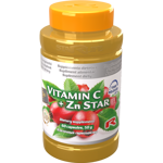 VITAMIN C + Zn STAR  -  pre podporu obranyschopnosti organizmu a  normálneho stavu kostí, vlasov, nechtov, pokožky a zraku, Starlife  60 kaps