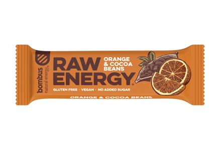 Energetická RAW tyčinka "Pomaranč a kakaové bôby", Bombus  50 g