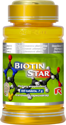 BIOTIN STAR - pre podporu nervovej sústavy, psychiky, vlasov, slizníc a pokožky, Starlife  60 tabl 