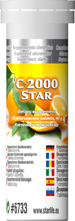 C 2000 STAR - Vitamín C pre posilnenie imunitného systému,  Starlife 15 tabl 