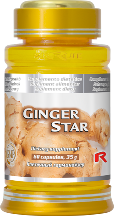 GINGER STAR  -  zázvor pre lepšie trávenie a proti nevoľnosti, Starlife  60 kaps