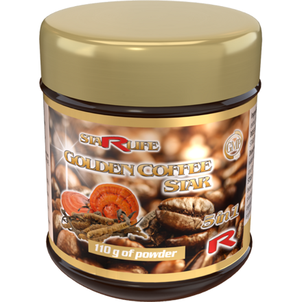 GOLDEN COFFEE STAR - Káva Arabica s obsahom huby Cordyceps a Ganoderma, Starlife 110 g
