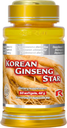 KOREAN GINSENG STAR - pre podporu imunity a na zvýšenie fyzického, duševného a sexuálneho výkonu, Starlife 60 kaps